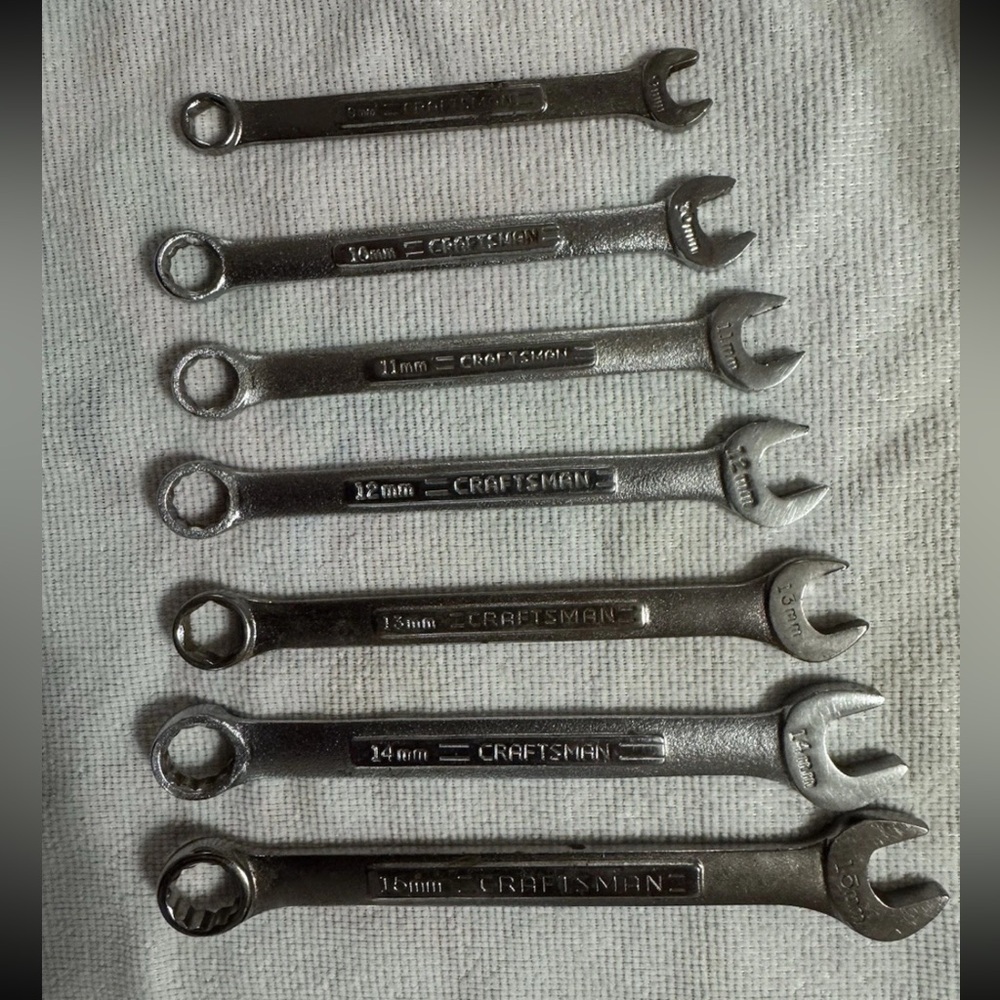 Craftsman 7 Piece Metric Combination Wrench Set 9mm-15mm 12Point, USA